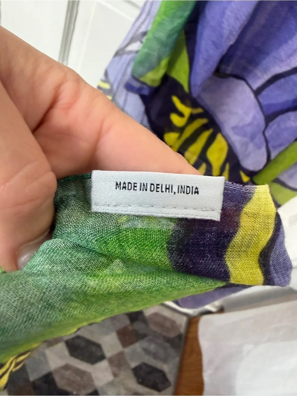 Vida Art Lightweight Modal Purple Abstract Iris Floral Print Scarf Wrap Festival